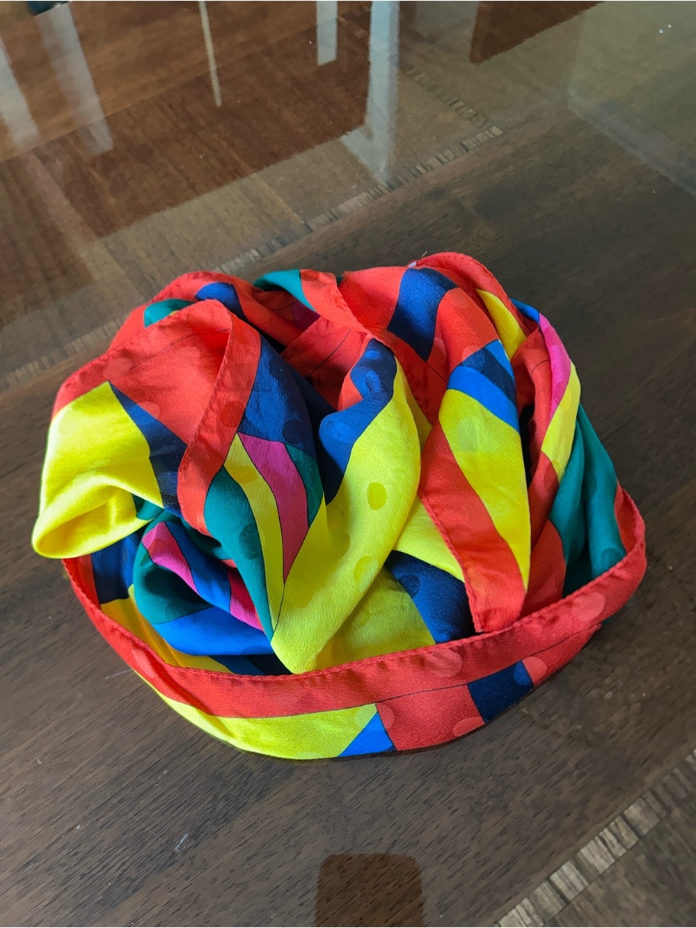 Bright Multicolor Striped Scarf - Red, Yellow, Blue, Green 11“ x 55“